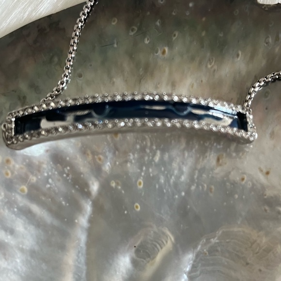 Vince Camuto genuine semi precious blue cloisonné rhinestone edged bolo bracelet - Picture 7 of 12